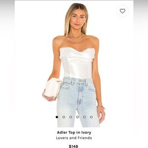 Lovers + Friends White Satin Strapless Blouse